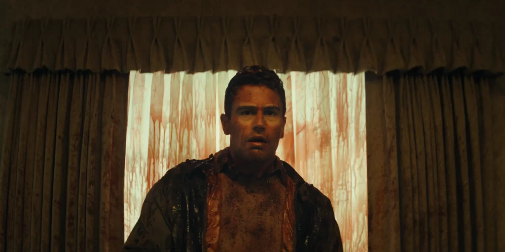 Theo James covered in blood in THE MONKEY 