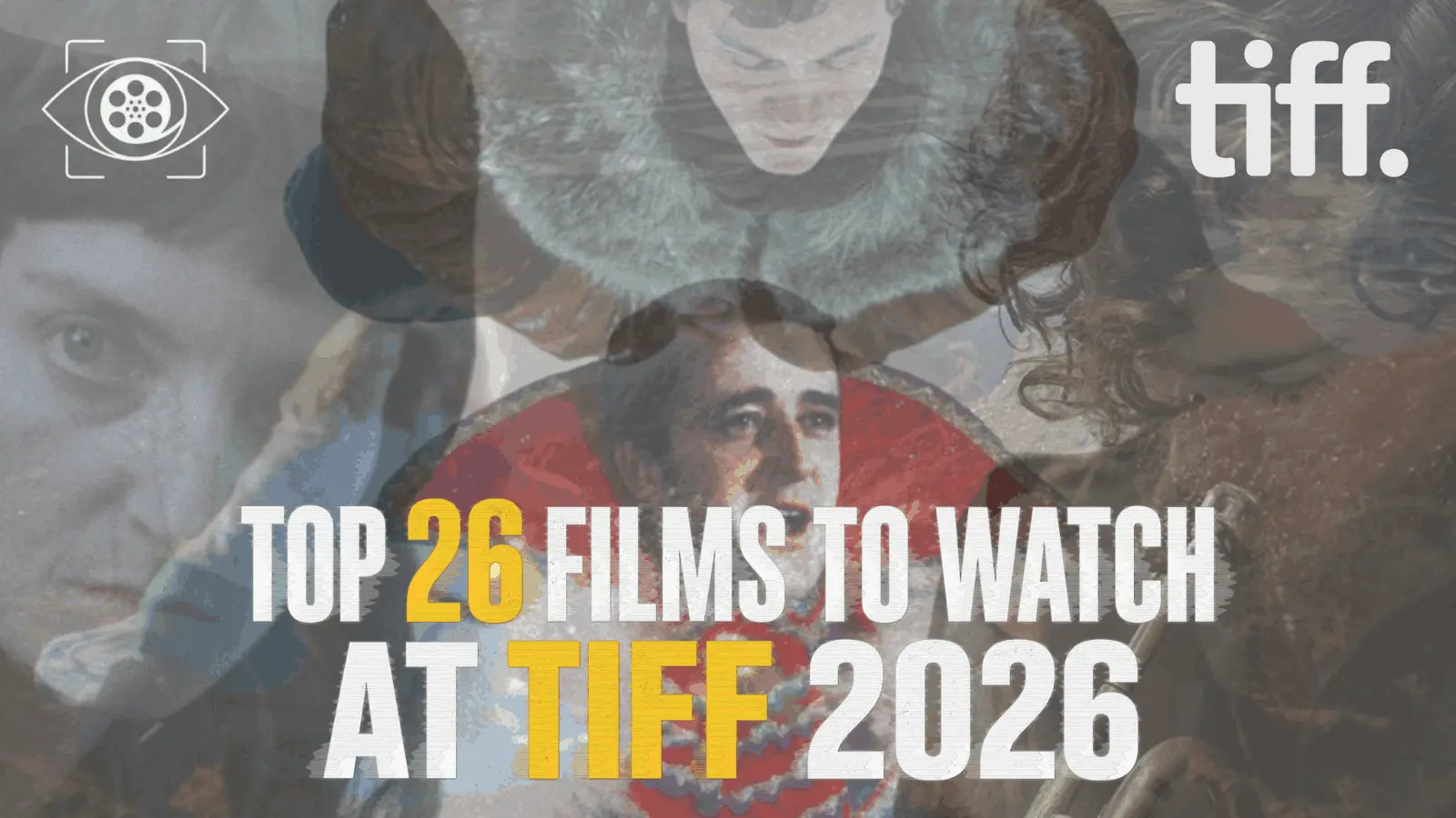Still frames from TIFF 2026 films (Nobody's Violence, A Long Winter, Ladies and Gentlemen Brian Mulroney, and Coward